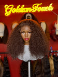 6x6 Hd Swiss Lace 18" Raw Cambodian KinkyCurly with custom auburn color