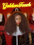 6x6 Hd Swiss Lace 18" Raw Cambodian KinkyCurly with custom auburn color